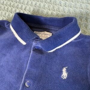 Ralph Lauren Velvet Footie Pajamas One Piece Romper Baby 6M Blue Outfit Cozy